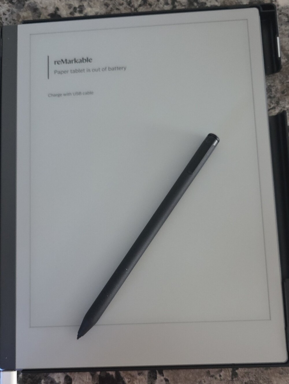 reMarkable2 Paper Tablet with Black Stylus Pen and Case.